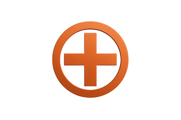Obraz premium Orange medical cross symbol in a circle representing health, first aid, care, pharmacy, and hospital services