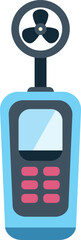 Simple flat icon illustration of a handheld anemometer measuring wind speed © anatolir