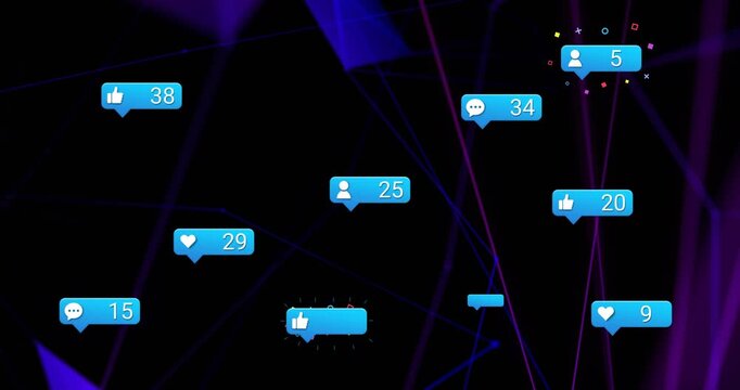 First blue bubble popping corner, spawning icons, counts rising, showing engagement on purple grid