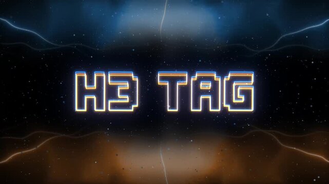 H3 Tag Neon text with retro style background