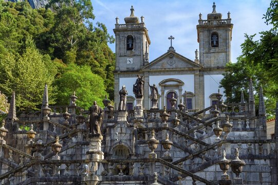 Nossa Senhora da Peneda Sanctuary and Virtue stairway, Peneda Geres National Park, Gaviera, Minho province, Portugal