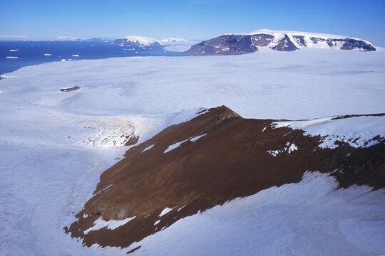Aerial view over Brown Bluff in the Antarctic Sound, Weddell Sea, Antarctica