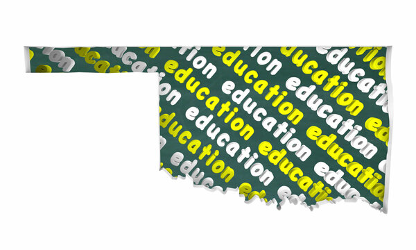 Oklahoma OK Education School Board District State Map Student Learning 3d Illustration