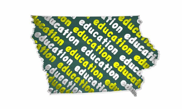 Iowa IA Education School Board District State Map Student Learning 3d Illustration