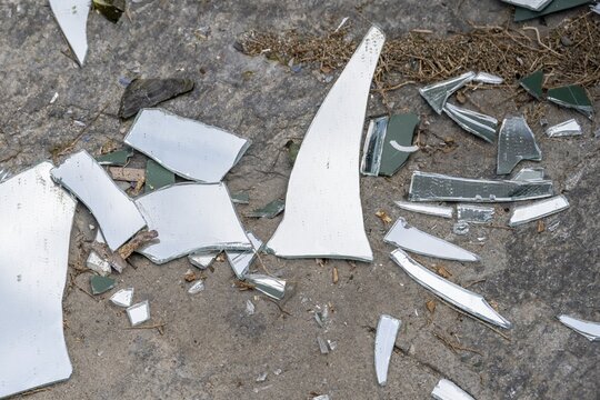 Mirror shards on the floor