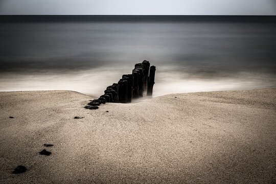 Groynes on the beach, Sylt Island, Germany