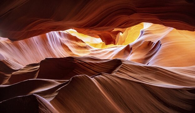 Sandstone Formations, Light Incidence in Slot Canyon, Wavy Washed-Out Sandstone Rock, Upper Antelope Canyon, Page, Navajo Nation Reservation, Arizona, USA