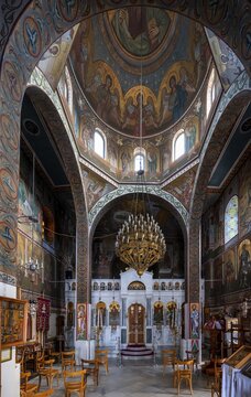 Saint Nikolaos, Greek Orthodox Church, interior with altar, Parikia, Paros, Cyclades, Greece