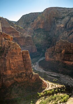 View of Zion Canyon from Angels Landing, Virgin River, Zion National Park, Utah, USA
