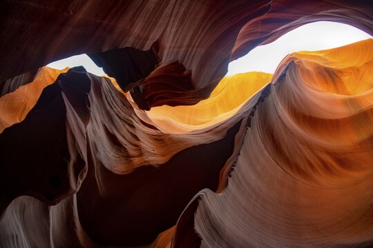 Colourful sandstone formation, incident light, Lower Antelope Canyon, Slot Canyon, Page, Arizona, USA