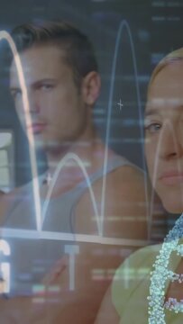 Vertical video: Camera panning left showing team posing, ATGC motion hiding faces for science