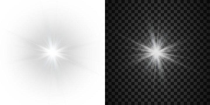 Vector transparent sunlight with sun glare. Overlay, Sun rays and glare, Sun, sunrays, light transitions, lens flare, light leaks and glare in PNG format. PNG sunlight flare. Golden flash and glare.