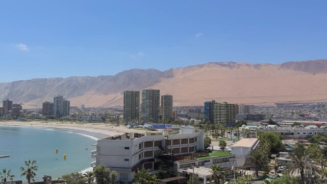 iquique peninsula coastal landscape northern chile desert ocean aerial view