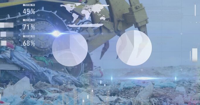 Animation of data processing over clock and global network of connections over hand