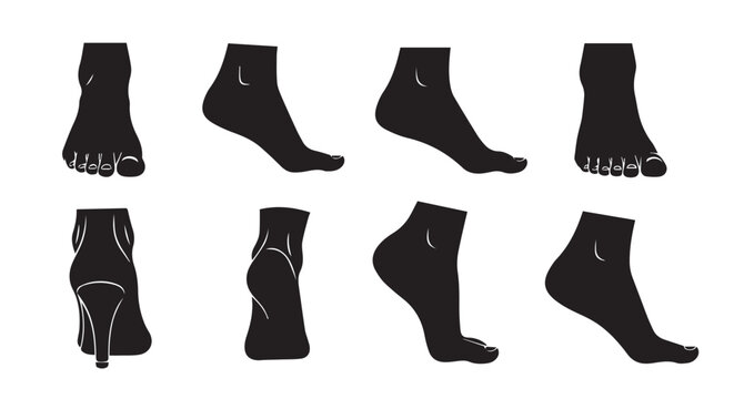 A collection of black sock silhouettes in various positions on a white background