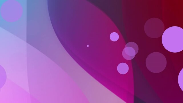 Animation of purple spots floating over abstract pattern on gradient background with copy space