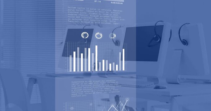 Animation of data processing over computers in office