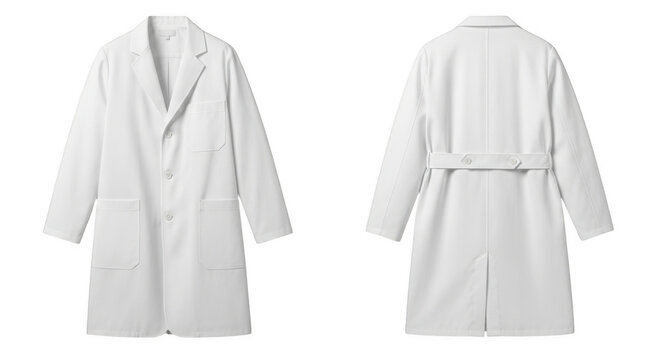 Long-sleeved white blouses with button details and pockets isolated on transparent background,png