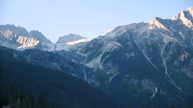 Rogers Pass, Trans Canada Highway in Glacier National Park, British Columbia, Canada. High quality 4k footage