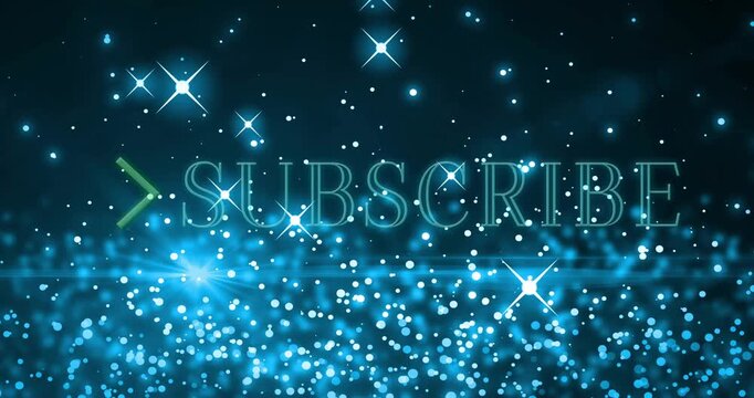 Animation starting with SUBSCRIBE dimming, brightening, arrows pulsing, dots shining for marketing