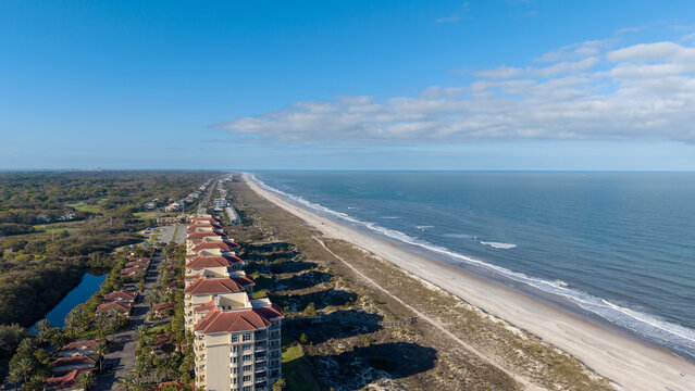 Aerial shot of a gorgeous landscape at the beach in Amelia Island Florida USA