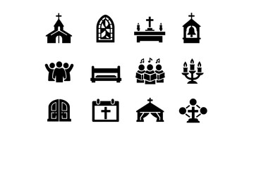 Naklejka premium Generation icon cross holder symbol vector worship faith simple doors church choir