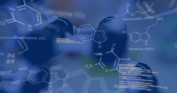 Animation of science data processing and formulas over laboratory