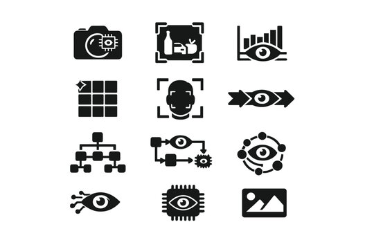 Detection chart vision ai vector fill simple generation image icon set structure