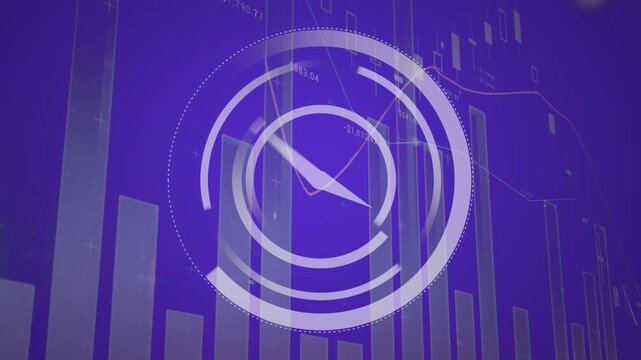 Animation of data processing over clock moving
