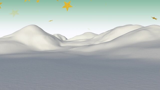 Animation of falling stars over winter scenery