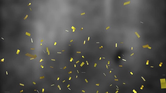 Yellow squares moving over grayscale abstract background
