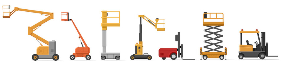 Various construction lifts and industrial equipment lineup © 4zevar