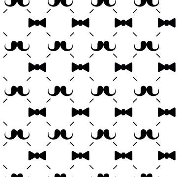 Elegance mustache seamless pattern. Classic style template with male mustaches and bow tie. Retro decorative print for fabric, wrapping, nowaday vector background