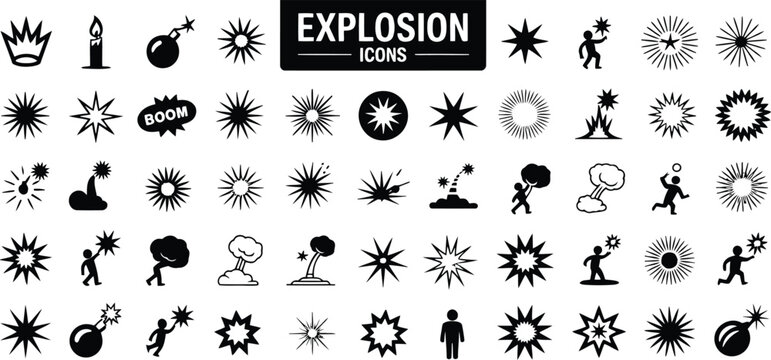 Explosion and Bomb Vector Icon Set
