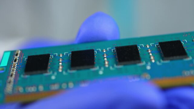 RAM Unit of the computer or DRAM, Dynamic Random Access Memory chips display. Concept of AI boom and massive shortage of RAM, driving prices high as tech giants hoard components for data centers.