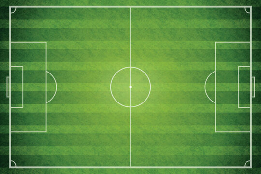 Realistic soccer field. Soccer pitch football field turf goal line texture stadium background sport artificial synthetic grass layout aerial top view exact vector illustration