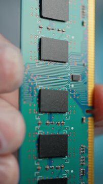 RAM Unit of the computer or DRAM, Dynamic Random Access Memory chips display. Concept of AI boom and massive shortage of RAM, driving prices high as tech giants hoard components for data centers.