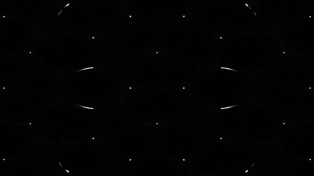 Symmetrical Light Grid: White Dots and Streaks on Dark Abstract Background