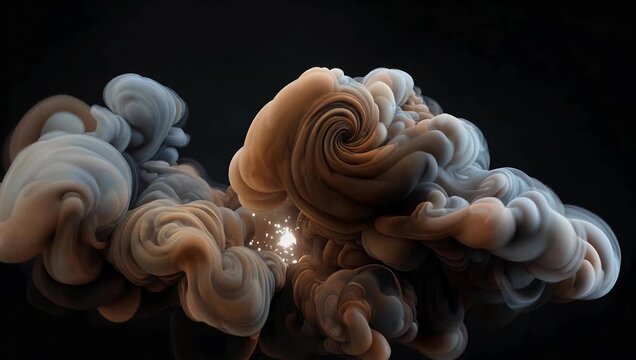Mysterious 4K smoke cloud animation billowing and expanding against dark background capturing high quality atmospheric fluid texture with evolving ethereal shape ultra HD