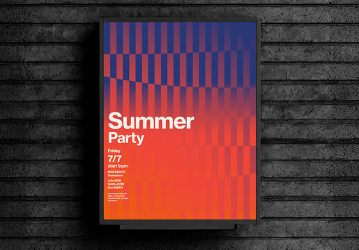 Summer Party Poster Template for Electronic Music with Orange Abstract Background