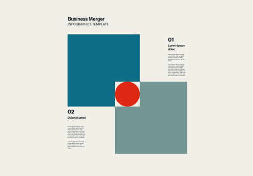 Business Merger Infographic Template with Abstract Illustration