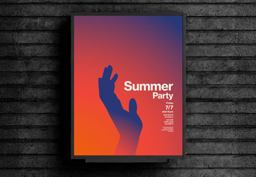 Summer Electronic Music Party Poster Template with One Hand