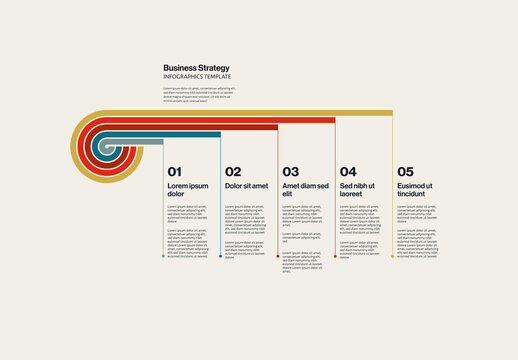 Business Strategy Horizontal Timeline Infographic Template with Colorful Stripes