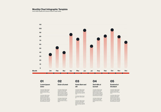 Monthly Chart Infographic Template with Menu Options