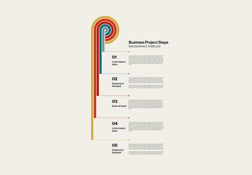 Business Strategy Vertical Timeline Infographic Template with Colorful Stripes