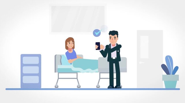 Interview scene with cameraman recording conversation animation, media production and journalism concept with professional filming setup