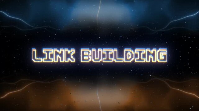 Link Building Neon text with retro style background