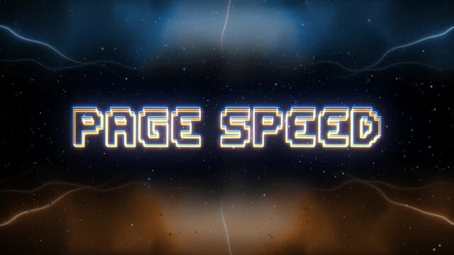 Page Speed Neon text with retro style background