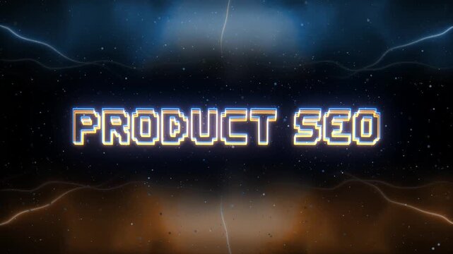 Product SEO Neon text with retro style background