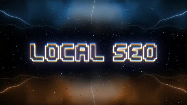 Local SEO Neon text with retro style background